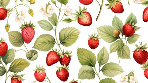 Premium Photo Watercolor Strawberry Pattern Watercolor Strawberries