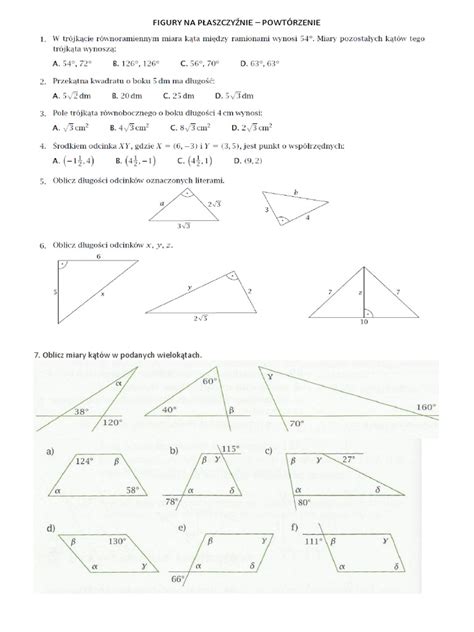 8 Figury Na PŁaszczyŹnie Powtórzenie Pdf Pdf