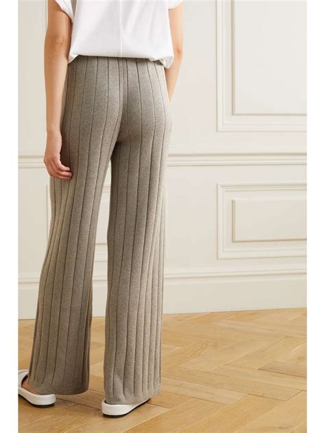 Light Brown Ribbed Cashmere Wide Leg Pants Loro Piana Net A Porter