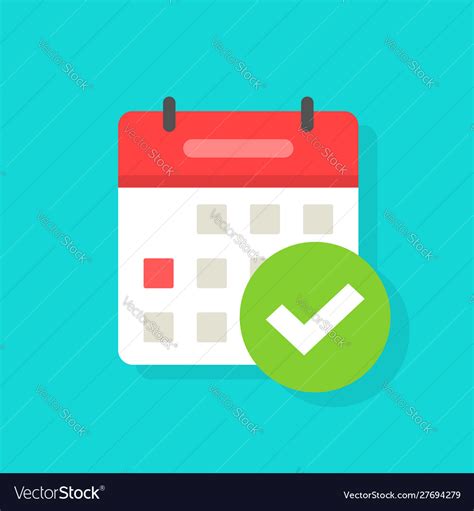 Calendar With Checkmark Or Tick Icon Flat Vector Image