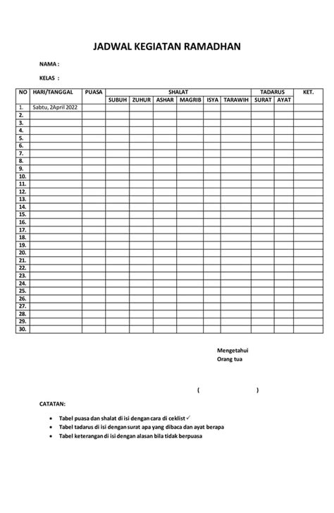 JADWAL KEGIATAN RAMADHAN Docx