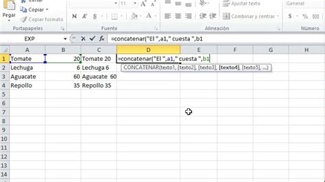 Cómo usar la función CONCATENAR en Excel YouTube