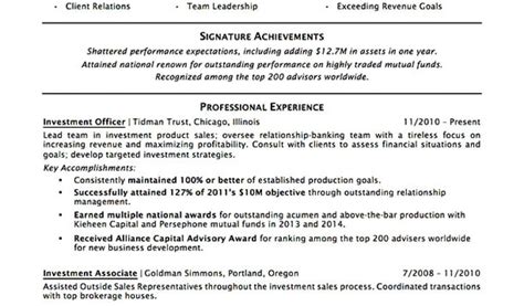 Banking Professional Resume Investment Banking Resume Sample