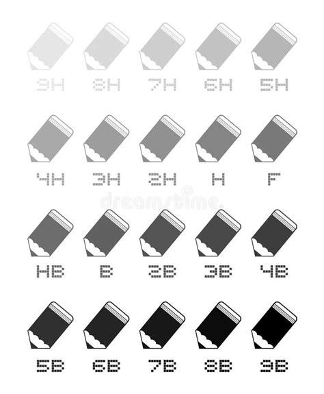 Grading Scale For Graphite Pencils Stock Vector Illustration Of Black