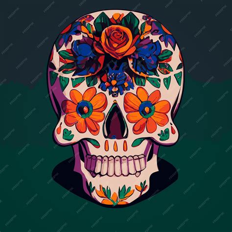 Premium Photo A Colourful Traditional Calavera Sugar Skull Decorated