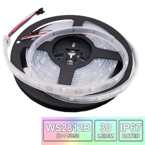 Fita Leds Rgb Endere Vel V Ws B Led M Fundo Branco Ip