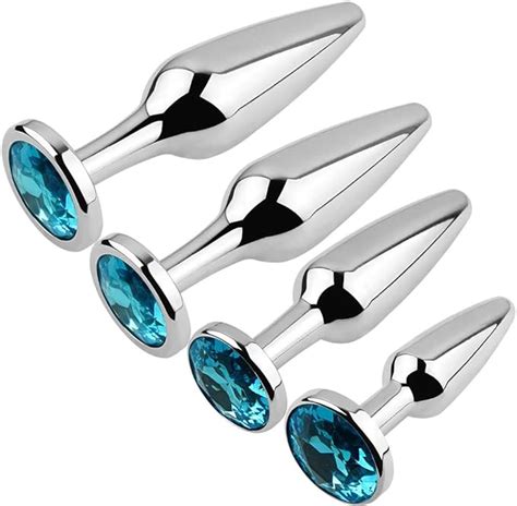Amazon Pcs Metal Silvery Butt Plug Set With Jewelry Base Adult Sex Sm Toys Stainless