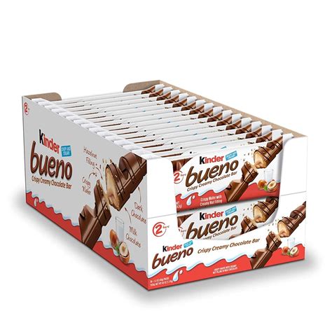 Kinder Bueno Milk Chocolate And Hazelnut Cream Candy Bar 30 Packs 2 Individually Wrapped Bars