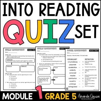 HMH Into Reading 5th Grade Quiz And Assessment Pack Module 1 Print