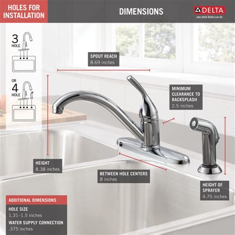 Single Handle Kitchen Faucet with Spray 400-DST | Delta Faucet