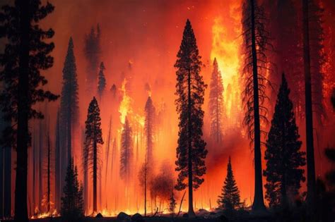 Premium Ai Image Devastating Forest Fire With Towering Flames And