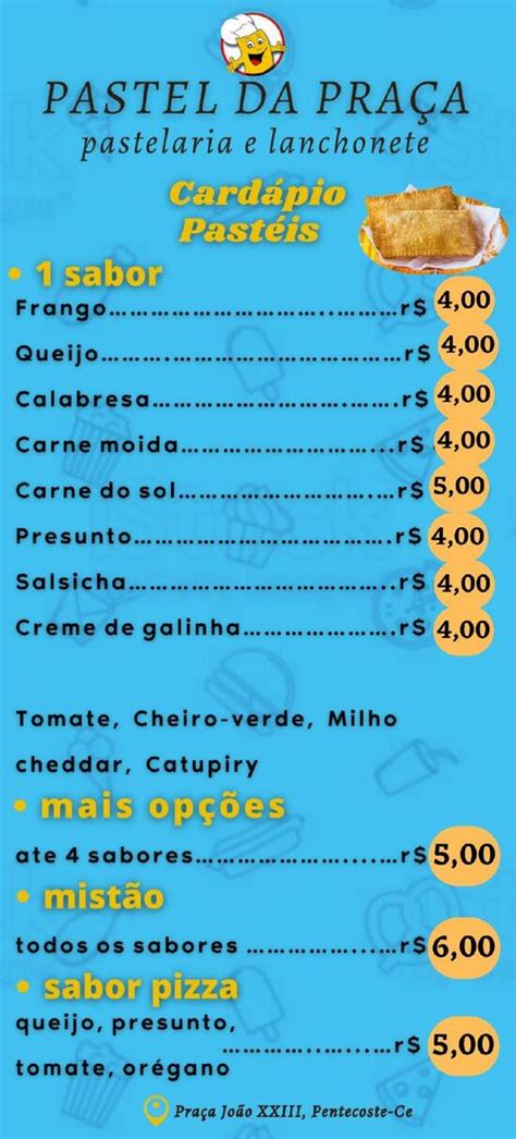 Menu At Pastel Da Pra A Pub Bar Pentecoste