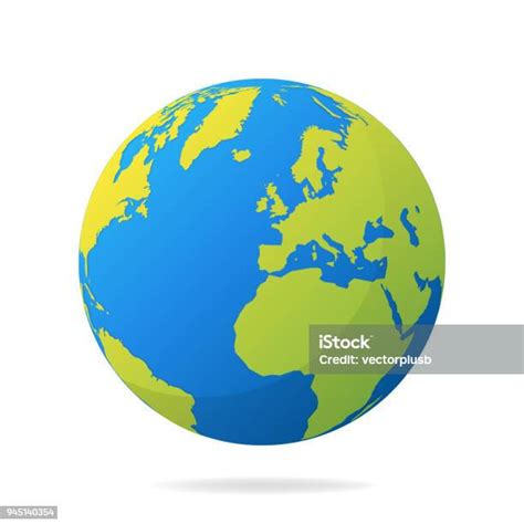 Earth Globe With Green Continents Modern 3d World Map Concept World Map