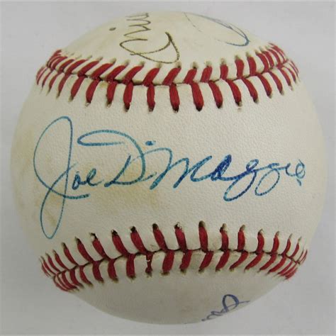 Oal Baseball Signed By Joe Dimaggio Ted Williams Mickey Mantle Carl