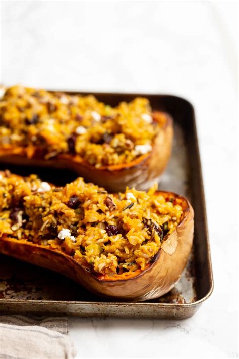 Wild Rice Stuffed Butternut Squash Inspiralized Recipe Butternut