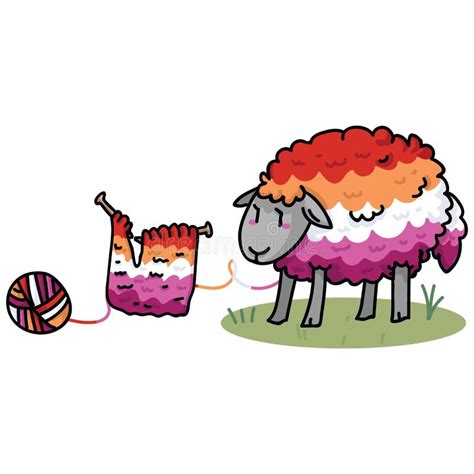 Sistema Gay Lindo Del Adorno Del Ejemplo Del Vector De La Historieta De Las Ovejas Del Arco Iris