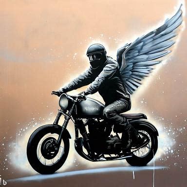 A Motorcyclist With Angel Wings Street Art By Martin Whatson Pixited