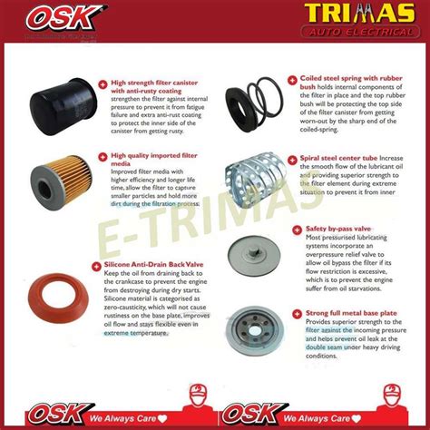 Osk Oil Filter Proton Wira Waja Persona Gen Saga Iswara Blm Fl Flx