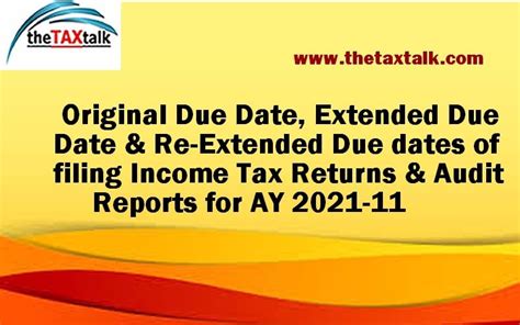 Original Due Date Extended Due Date And Re Extended Due Dates Of Filing