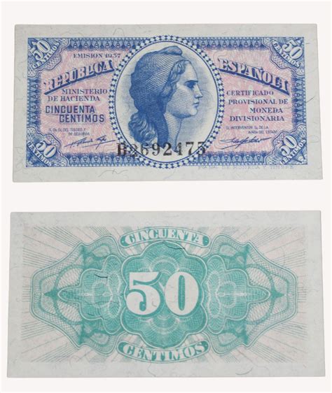 Billetes C Ntimos Rep Blica Espa Ola Golden Art