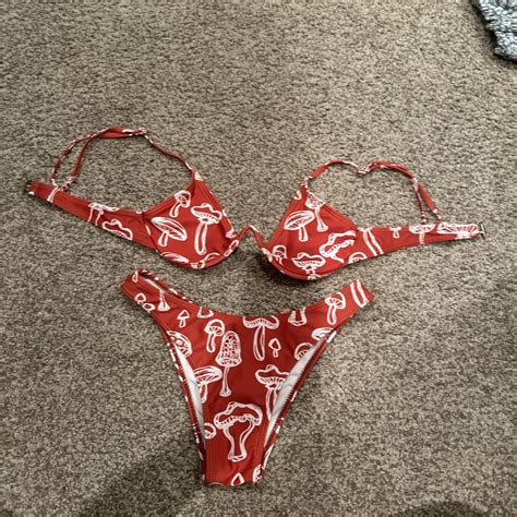 Burgundy Mushroom Bikini Depop
