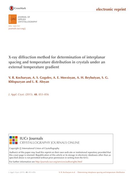 (PDF) X-ray diffraction method for determination of interplanar spacing ...