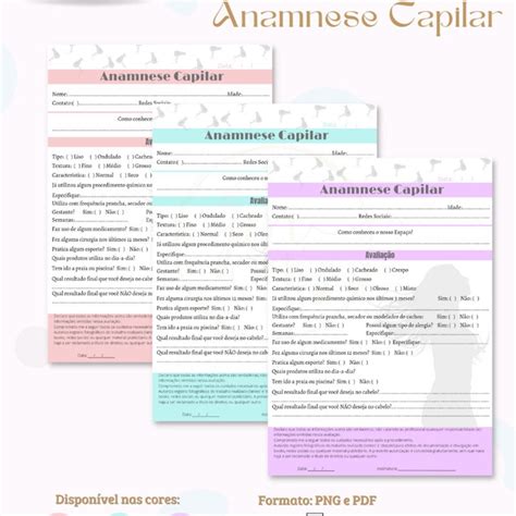 Ficha De Anamnese Capilar 002 Arquivo Digital Elo7