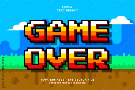 Game Over Pixel Art Text Effect Stock Vector | Adobe Stock