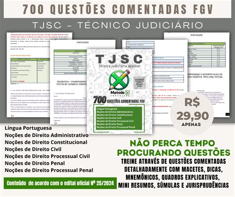 CADERNO DE QUESTÕES TJSC TÉCNICO JUDICIÁRIO 700 QUESTÕES COMENTADAS FGV