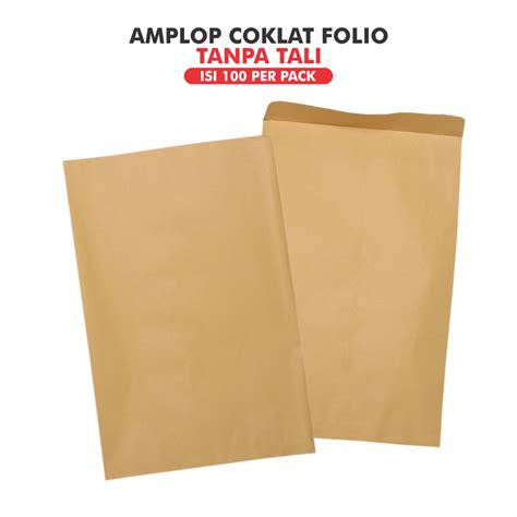 Jual Amplop Coklat Folio F4 Polos Tanpa Tali Perpack Isi 100 Amplop