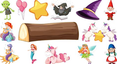 Set Of Fantasy Fairy Tale Characters And Elements 4442940 Vector Art At