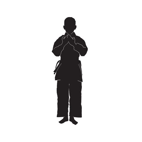 young male karate kata vector silhouette wearing uniform called keikogi ...