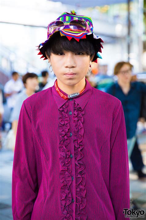 Harajuku Boy In Colorful Resale Street Style W Ruffle Shirt Layered