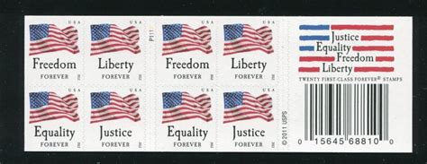 4641 4644 Justice Equality Liberty Booklet Of 20 Forever Stamps MNH