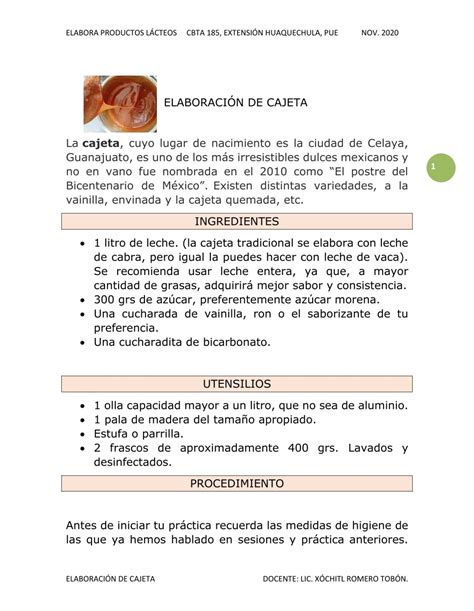 ELABORACIÓN DE CAJETA procedimiento