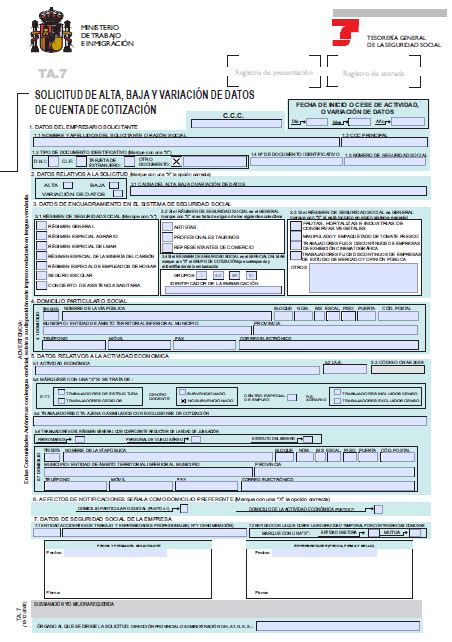 Modelo Ta Solicitud De Alta Baja Y Variaci N De Datos De Cuenta