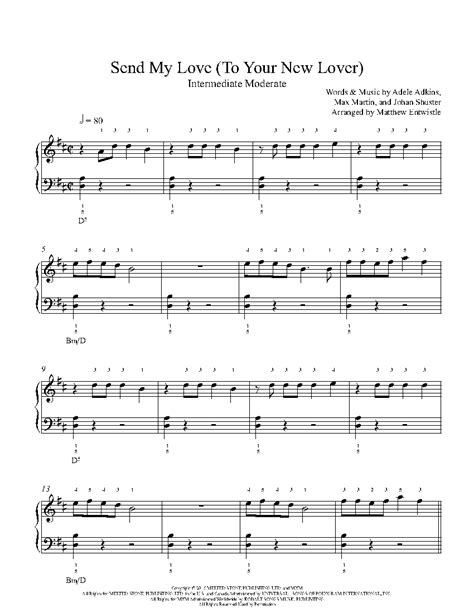 Send My Love (To Your New Lover) by Adele Sheet Music & Lesson ...