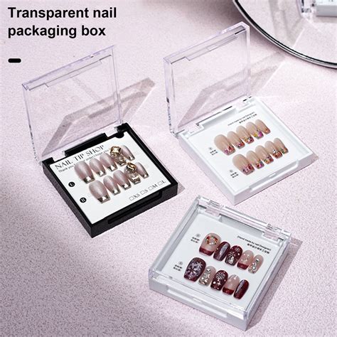 Dianhelloya Gel Fake Nails Storage Box With Lid Transparent Press On