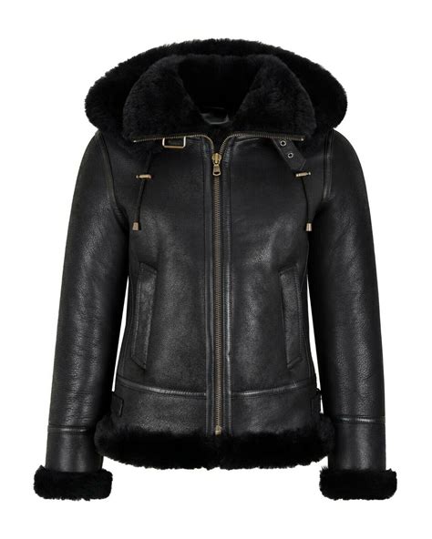 Womens B3 Bomber Hooded Classic Shearling Jacket