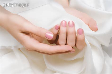 Female Hands With Pink Nail Design Pink Nail Polish Manicured Hands