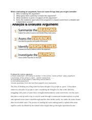 BNOTESWhen Evaluating An Argument Docx When Evaluating An Argument