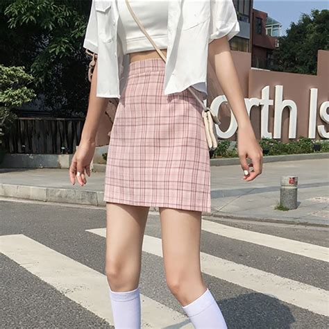 Minifalda de tartán de cintura alta para mujer ropa de calle harajuku