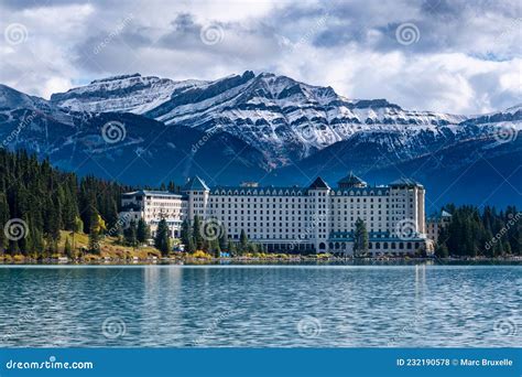 Fairmont Chateau Lake Louise On The Shore Of Lake Louise In The Autumn