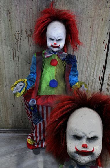 New Halloween Haunted House Prop Creepy Clown Doll Angry Clown