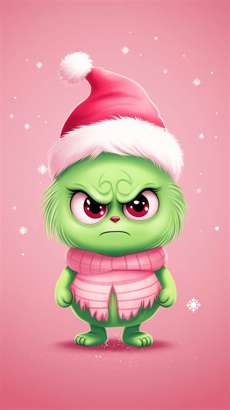 Cute Grinch On Pink Background - Aesthetic Wallpapers