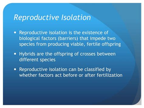 Reproductive Isolation 