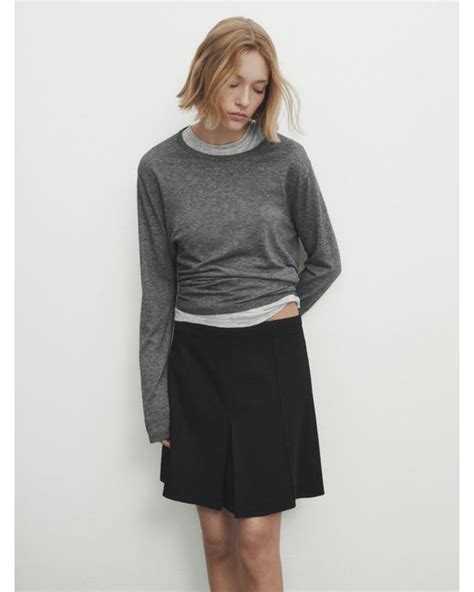 Massimo Dutti Mini Skirt With Pleated Detail In Black Lyst