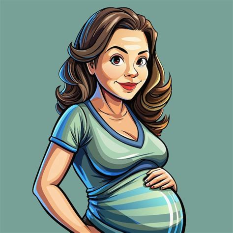 Premium Vector A Drawing Of A Pregnant Woman With A Blue Shirt That