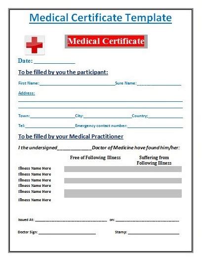 Medical Certificate Template Free Word Templates Online