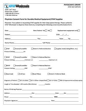 Fillable Online Physicians Order Physician Consent Form For Fax Email